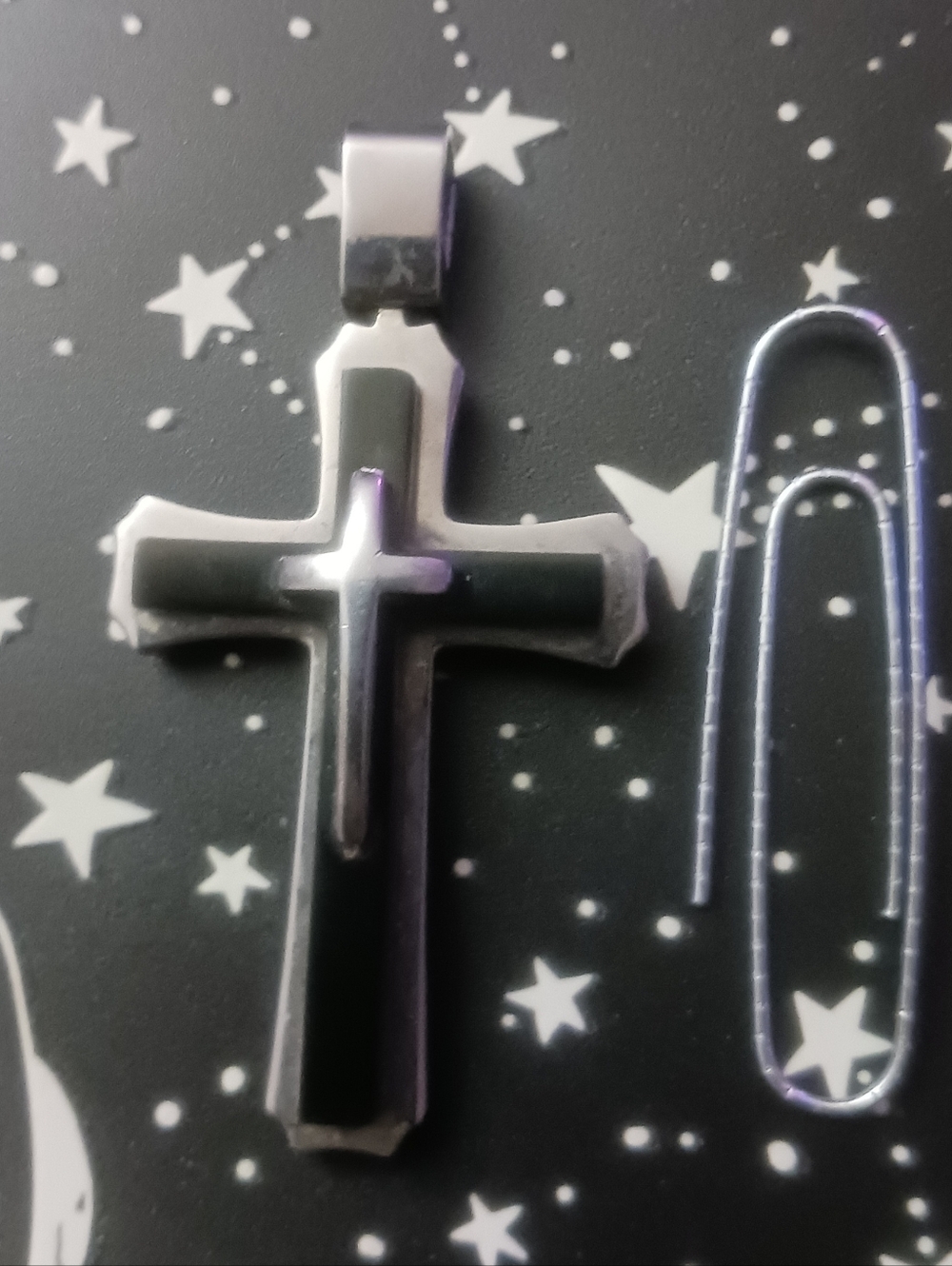 Silver and Black Cross Pendant